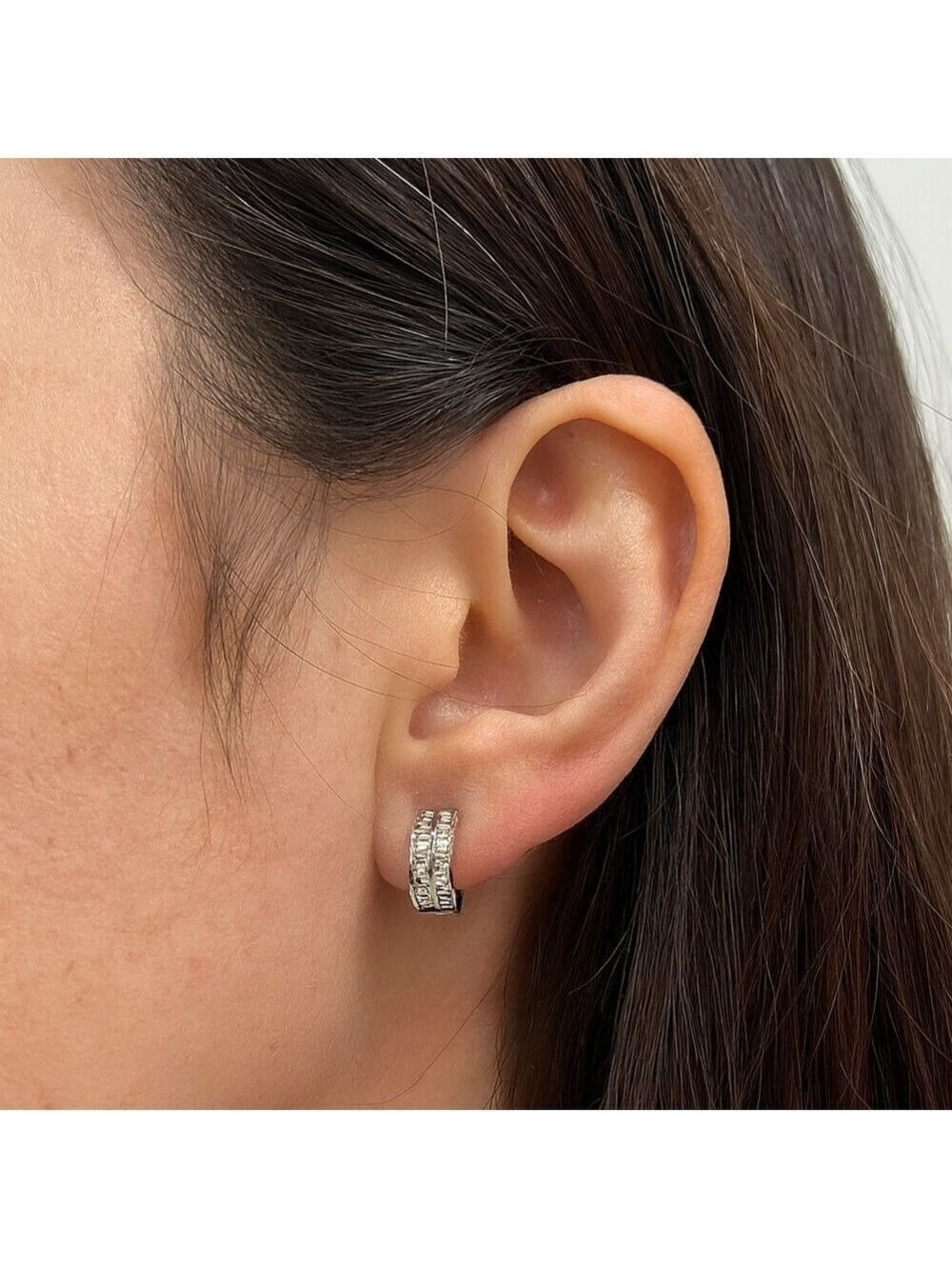Moissanite over Sterling silver 925 small hug earrings